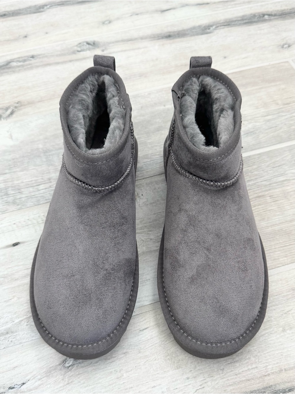 Soda Grey Ankle Faux Suede Boots
